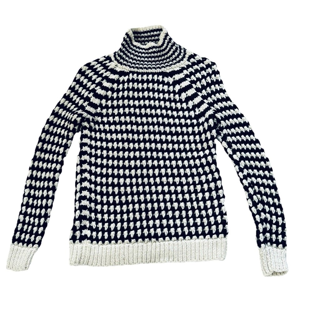Ann Taylor Loft Black & Ivory Chunky Turtleneck Sweater Women's size XS